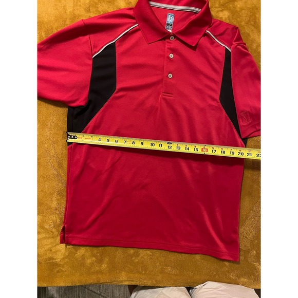 PGA Tour Men's Golf Polo Shirt Air Flux Short Sleeve Size- L Red & Black - Picture 6 of 7